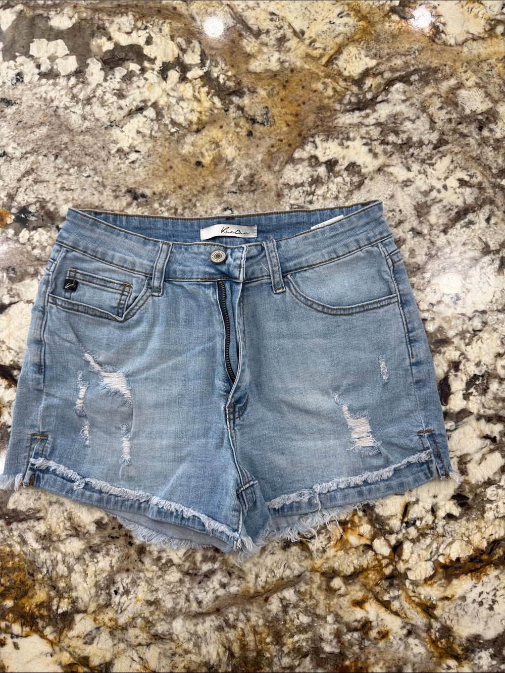 KanCan Light Wash Distressed Denim Cutoff Shorts